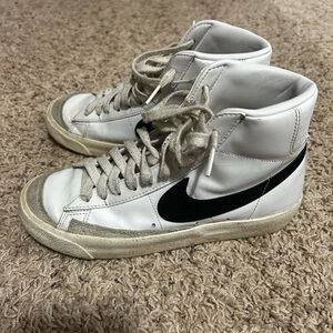 White Nike Blazers with Black Swoosh